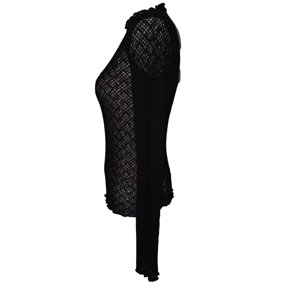 NWOT XS Women's VINCE Black Lace Long Sleeve "Naked" Look Top w/Tank MSRP $268‎ - Picture 4 of 13